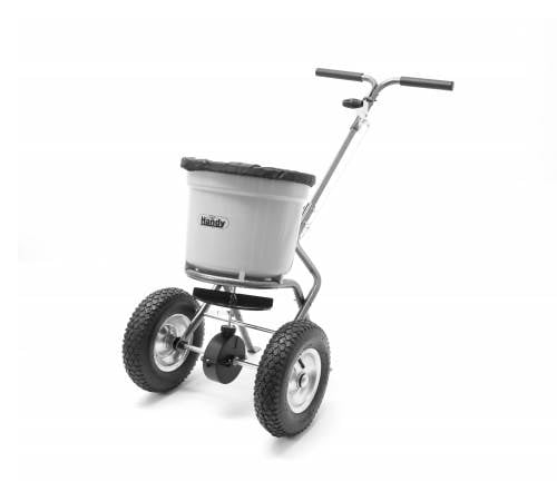 Side view of Handy 50lbs Push Wheeled Spreader