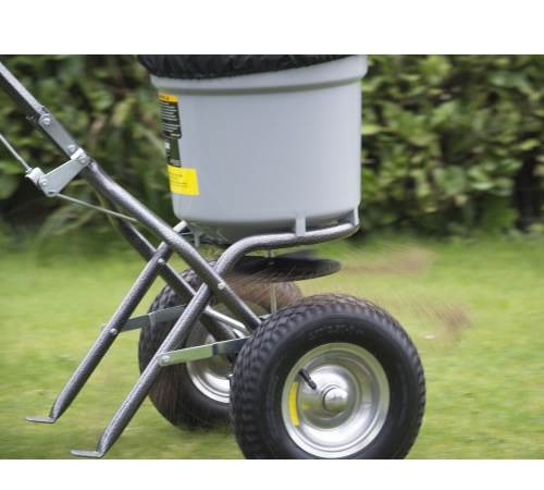 Side view of Handy 50lbs Push Wheeled Spreader