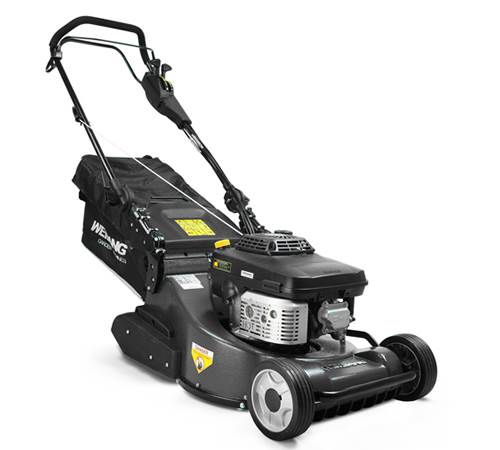 Side view of Weibang Legacy 48 PRO 3 speed Self-Propelled Rear Roller Lawn mower