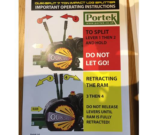Side view of Portek Electric Quiksplit 7 Ton Log Splitter