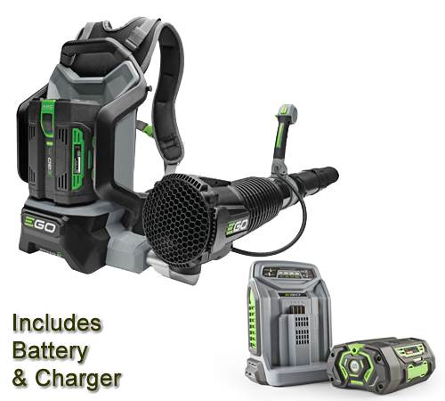 Side view of EGO Power + LB6002E BackPack Cordless Leaf Blower Kit