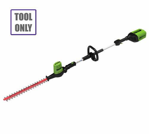 Side view of Greenworks G60PHT 60v Cordless Long Reach Hedgecutter (Bare Tool)