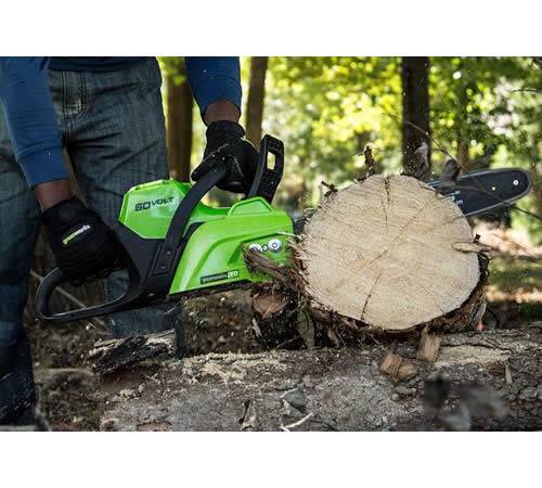 Side view of Greenworks GD60CS40 60v Cordless Chainsaw (Tool only)