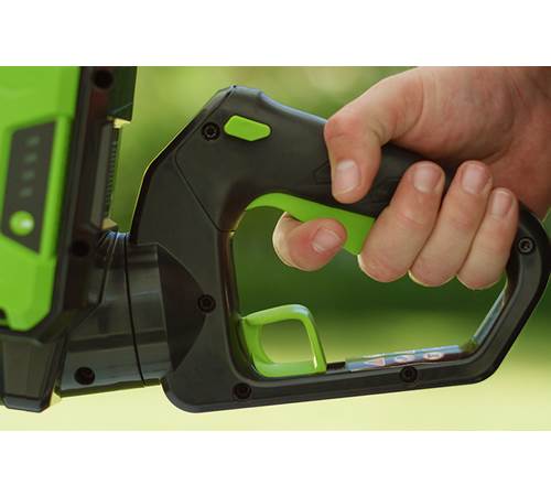 Side view of Greenworks GD60HT 60v Cordless Hedge cutter (No Battery/Charger)