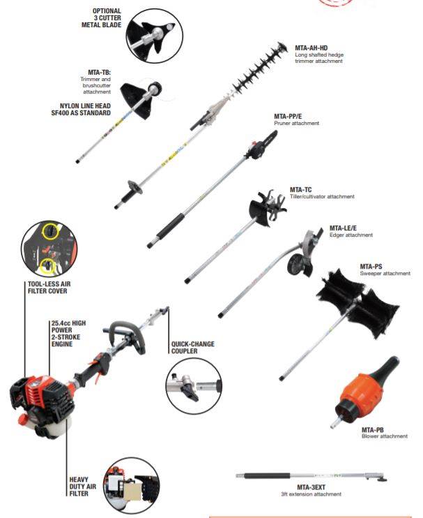 Side view of Echo PAS-2620ES Multi-tool Power Unit