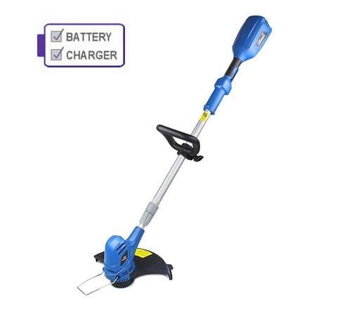 Side view of Hyundai HYTR60Li 60v Cordless Grass Trimmer with Battery and Charger