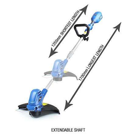 Side view of Hyundai HYTR60Li 60v Cordless Grass Trimmer with Battery and Charger