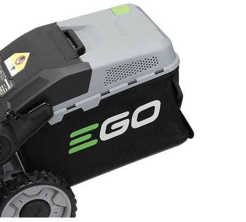 Side view of EGO LM1701E Push 42cm Cordless Lawn mower c/w battery & charger