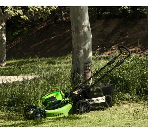 Side view of Greenworks GD60LM51SP 60v Cordless Self Propelled Mower (Tool only)