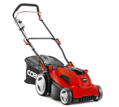 Side view of Cobra MX3440V 34cm Push Cordless Lawn mower