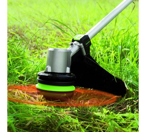 Side view of EGO Power + ST1511E Loop Handle Cordless Grass Trimmer c/w Battery & Charger
