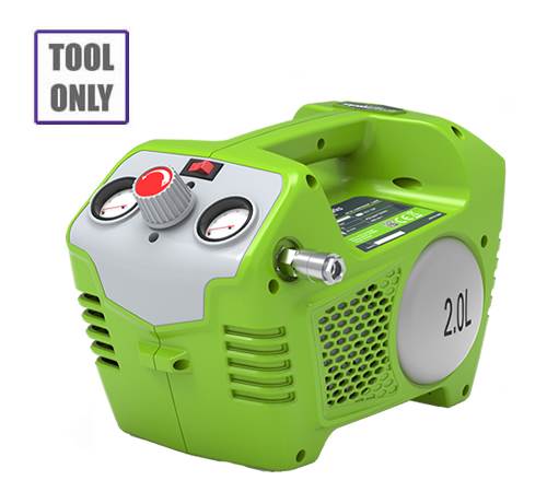 Side view of Greenworks G40AC 40v Compressor (Tool only)