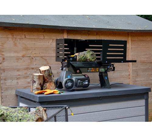 Side view of Handy THLS-4G 4 Ton Electric Log Splitter with Guard
