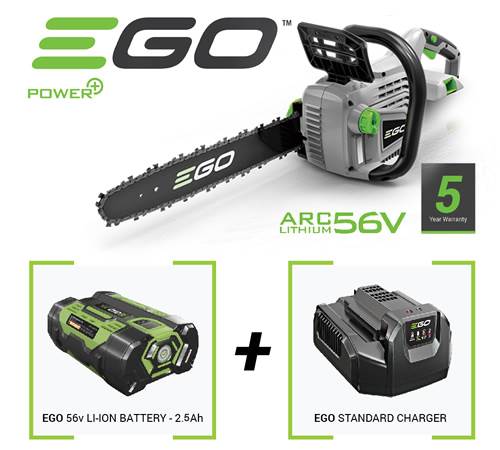 Side view of EGO Power Plus 14" Cordless Chain saw Bundle