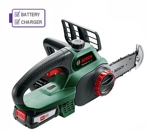 Side view of Bosch Universal Chain 18 20cm (8 Inch) Cordless Chainsaw