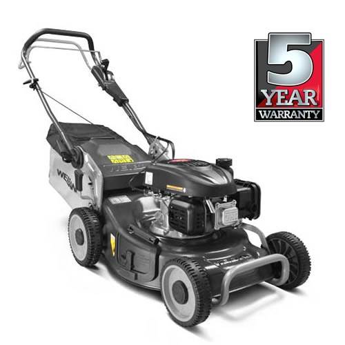 Side view of Weibang Virtue 46 SVP Variable Speed Petrol Lawnmower