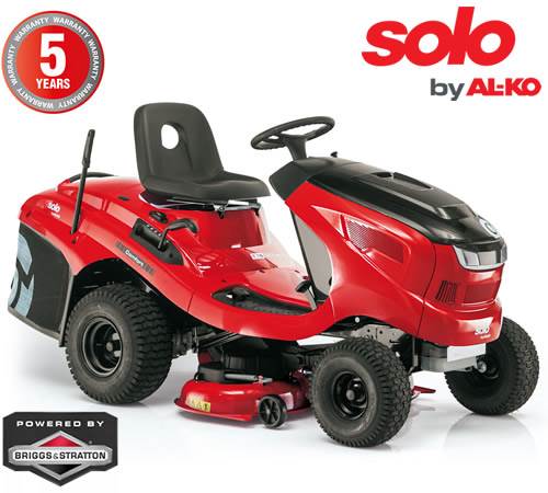 Side view of AL-KO Solo T16-93.7 HD-V2 Comfort Vacuum Rear Collect Lawn Tractor