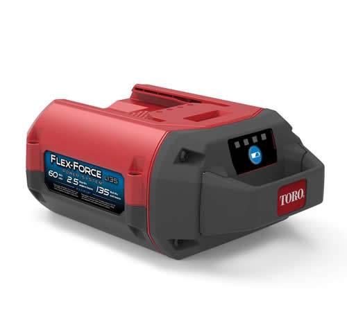 Side view of Toro Flex-Force 60v 2.5Ah 135 Wh Lithium-ion Battery
