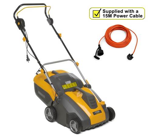 Side view of Stiga SV 415 E Electric Scarifier and Aerator c/w 15m Cable