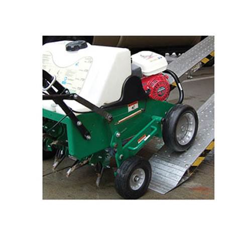 Side view of Billy Goat AE402V Self-Propelled Lawn Aerator