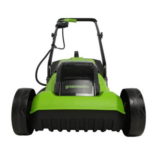 Side view of Greenworks 24V Cordless Mower GD24LM33K2 c/w Battery and Charger
