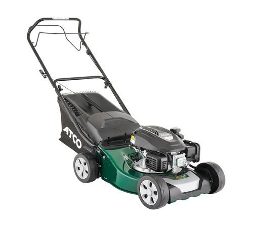 Side view of ATCO Classic Self-Propelled 16S Four Wheel Petrol Lawnmower